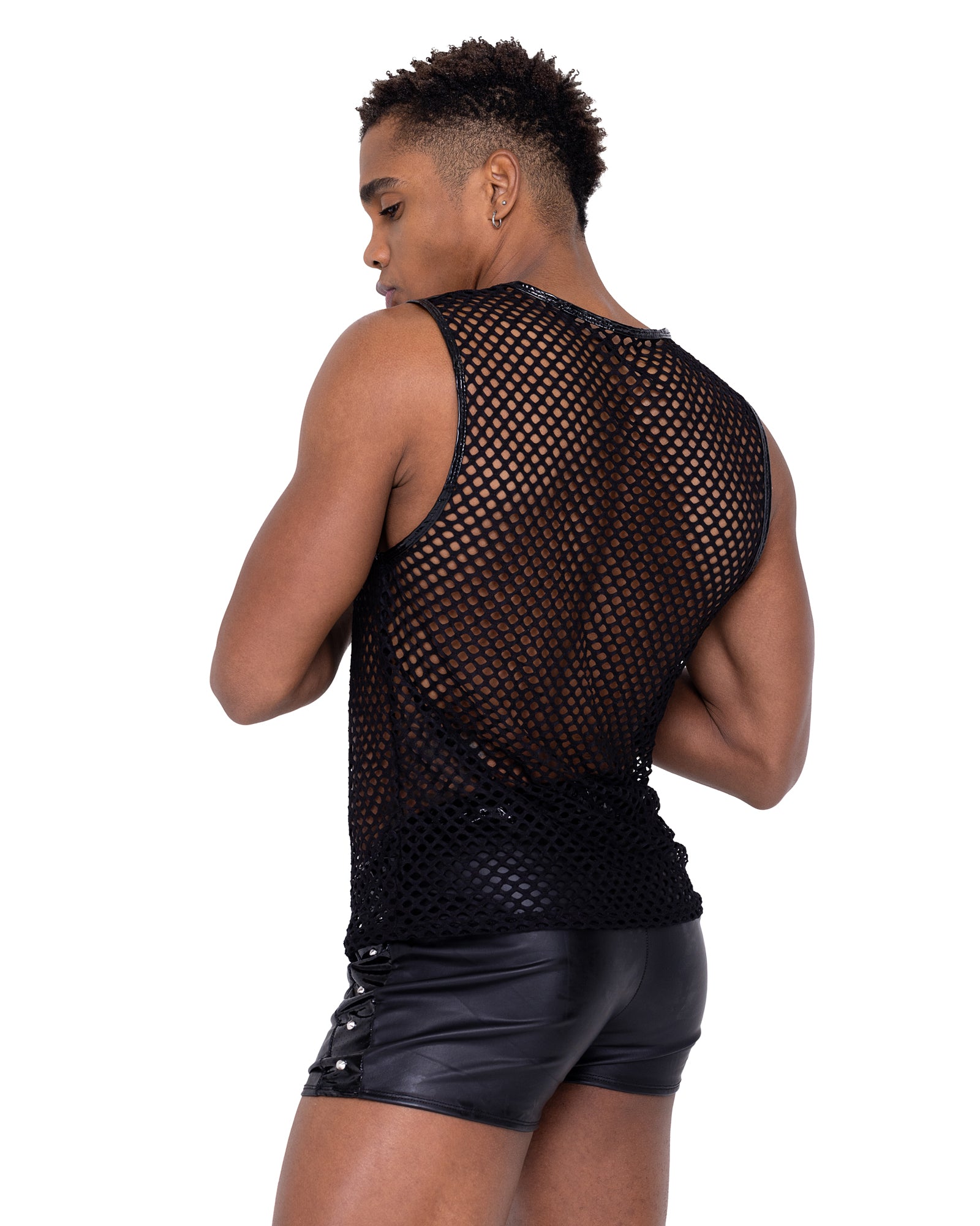 Men's Mesh Studded Fishnet Muscle Tank